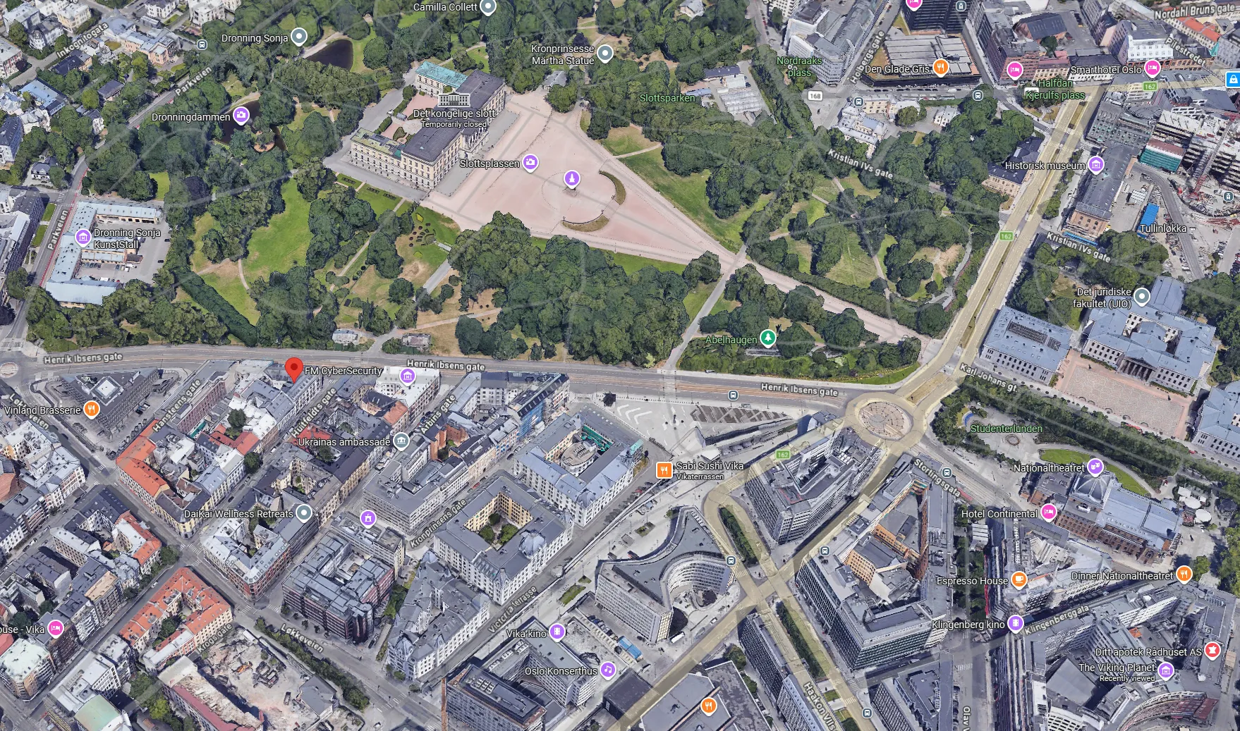 Kart over Henrik Ibsens gate 36 i Oslo sentrum